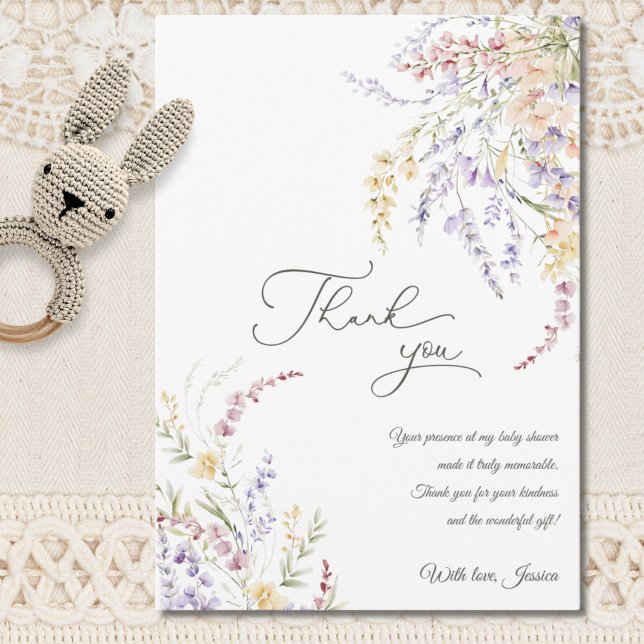 Cartão De Agradecimento Chá de fraldas de flor selvagem (Criador carregado)