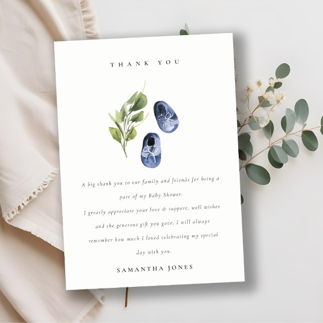 Cartão De Agradecimento Chá de fraldas de folhagem Calçados de tinta verde (Criador carregado)