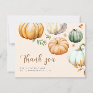 Cartão De Agradecimento Chá de fraldas de Folhagem de Pumpkin Fall