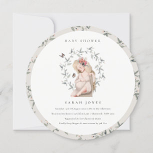 Cartão De Agradecimento Chá de fraldas de Folhagem para Mulheres Esperante