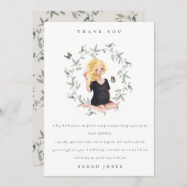 Cartão De Agradecimento Chá de fraldas de Folhagem para Mulheres Esperante