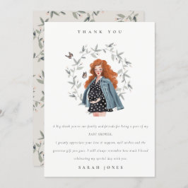 Cartão De Agradecimento Chá de fraldas de Folhagem para Mulheres Esperante