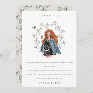 Cartão De Agradecimento Chá de fraldas de Folhagem para Mulheres Esperante