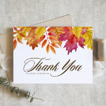 Cartão De Agradecimento Chá de fraldas de Folhas de Água Queimada<br><div class="desc">Enviar obrigados com este cartões de agradecimentos personalizável. Apresenta folhas de queda de aquarela com caligrafia branca. Personalize adicionando seus detalhes. Este cartões de agradecimentos rústico de outono é perfeito para casamentos,  aniversários,  chás de fraldas e chás de panela.</div>