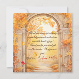 Cartão De Agradecimento Chá de fraldas de Folhas de Tema do outono