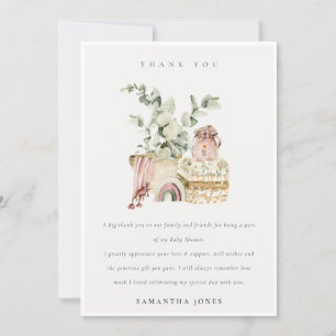 Cartão De Agradecimento Chá de fraldas de Foliage Rapariga de Enxoval Cut