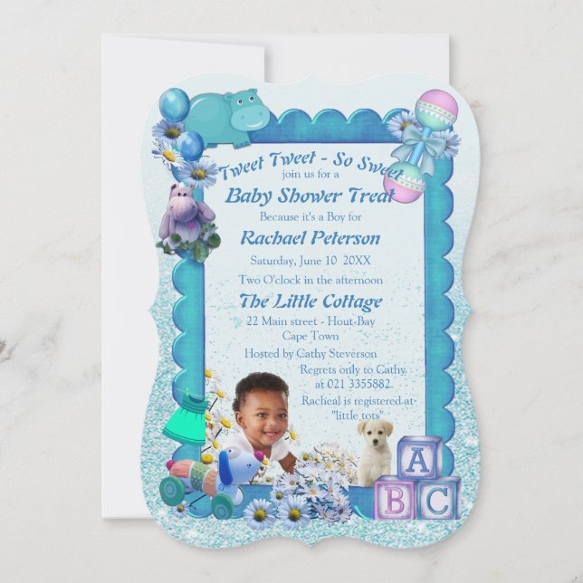 Cartão De Agradecimento Chá de fraldas de fotografar azul verde Turquesa (Frente)