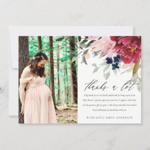 Cartão De Agradecimento Chá de fraldas de Fotografia do Bunch Floral Blus