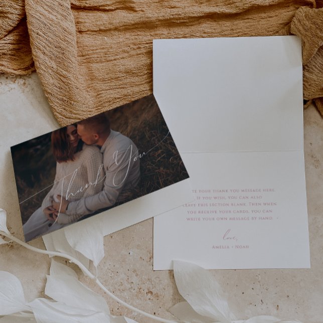 Cartão De Agradecimento Chá de fraldas de Fotografia Dobrada de Fonte Rosa (Criador carregado)