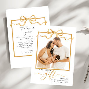 Cartão De Agradecimento Chá de fraldas de Fotografias Elegante para Oferta