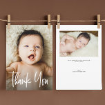 Cartão De Agradecimento Chá de fraldas de Fotografias Personalizadas 2 par<br><div class="desc">Apresentamos o nosso "Chá de fraldas Personalizado 2 Fotografias Moderno - Obrigado Cartão Simples" - uma forma chique e personalizada de expressar gratidão aos seus convidados. Esta placa lisa contém manchetes modernos e espaço para duas fotos personalizadas, adicionando um na moda e um toque sincero ao seu obrigado. Um na...</div>