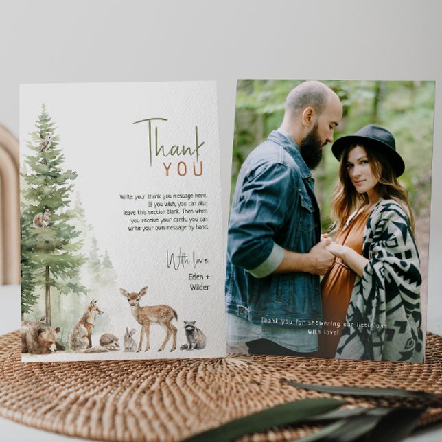 Cartão De Agradecimento Chá de fraldas de Fotografias Planas de Animais da (Criador carregado)