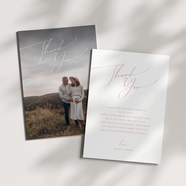 Cartão De Agradecimento Chá de fraldas de Fotografias Verticais Simples Ro (Criador carregado)