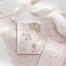 Cartão De Agradecimento Chá de fraldas de Garota Moderna do Urso de Teddy