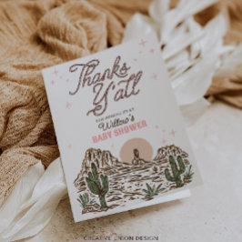 Cartão De Agradecimento Chá de fraldas De Garota Ocidental Obrigado Cartõe