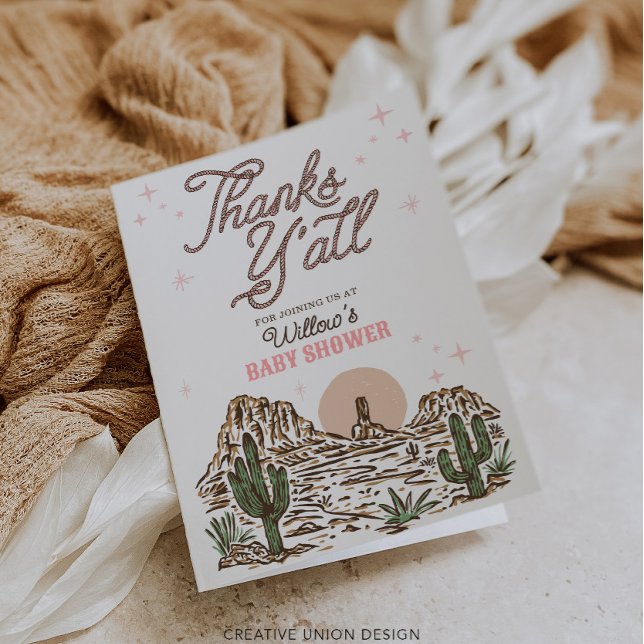 Cartão De Agradecimento Chá de fraldas De Garota Ocidental Obrigado Cartõe (Criador carregado)