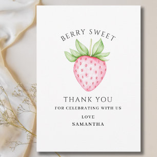 Cartão De Agradecimento Chá de fraldas de Garota Rosa Berry