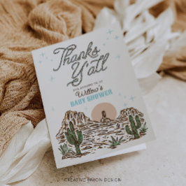 Cartão De Agradecimento Chá de fraldas De Garoto De Cowboy Ocidental Obrig