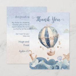 Cartão De Agradecimento Chá de fraldas de Garoto de Ondas do Mar de Ar Que