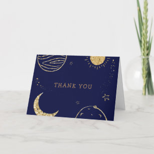 Cartão De Agradecimento Chá de fraldas de Garoto Galáxico Moon Star