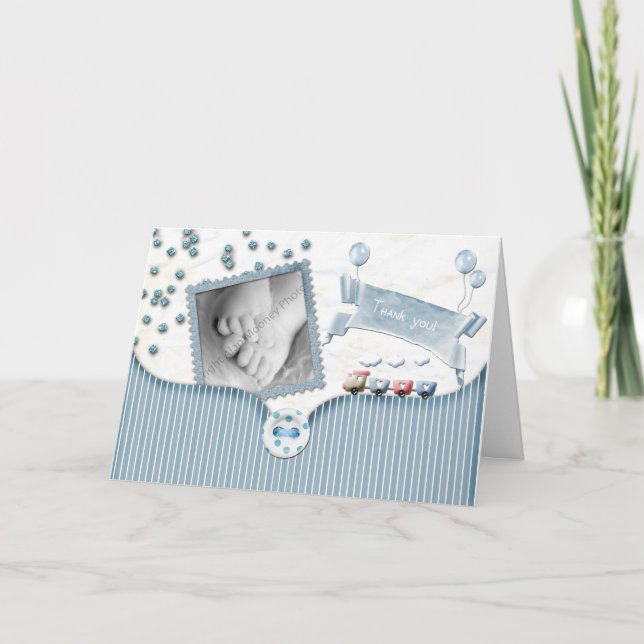 Cartão De Agradecimento Chá de fraldas de garotos Obrigado (Frente)