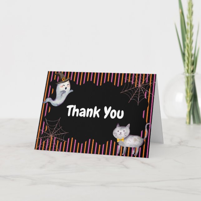 Cartão De Agradecimento Chá de fraldas de Ghost do Pequeno Boo Moderno (Frente)