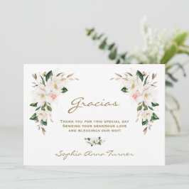 Cartão De Agradecimento Chá de fraldas de Gracias Espanholas Magnolia Flor