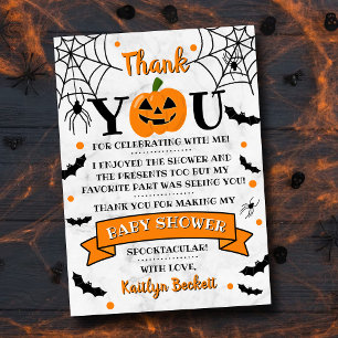 Cartão De Agradecimento Chá de fraldas de Halloween de Pumpkin Jack-o'-la