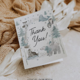 Cartão De Agradecimento Chá de fraldas De Inverno Para Animais Árcticos Ob