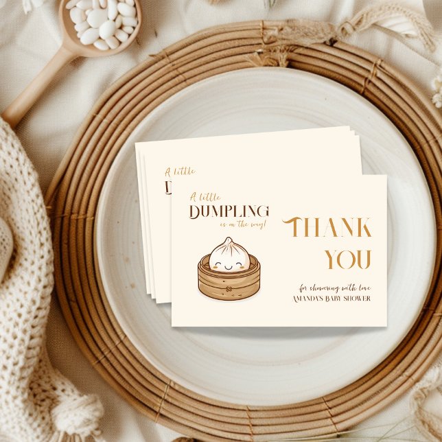 Cartão De Agradecimento Chá de fraldas de Kawaii, um pequeno Dumpling na Á (Criador carregado)