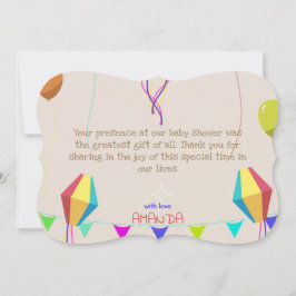 Cartão De Agradecimento Chá de fraldas de Laranja de Cartoon