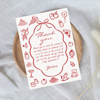 Cartão De Agradecimento Chá de fraldas De Limão Italiano Desenhado À Mão