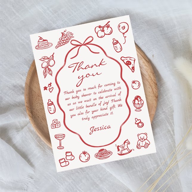 Cartão De Agradecimento Chá de fraldas De Limão Italiano Desenhado À Mão (Criador carregado)