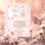 Cartão De Agradecimento Chá de fraldas de Menina Rosa Ballerina<br><div class="desc">"Uma Ballerina Doce está a caminho e estamos entusiasmados com a TUTU!" Chá de fraldas de bailarina e borboletas bonitas ou design de borboletas Sprinkle "Obrigado" com álcool cor-de-rosa e estilo rosa de fundo rosa na frente com um padrão de borboletas rosa sobre fundo sólido rosa pálido e roxo atrás....</div>