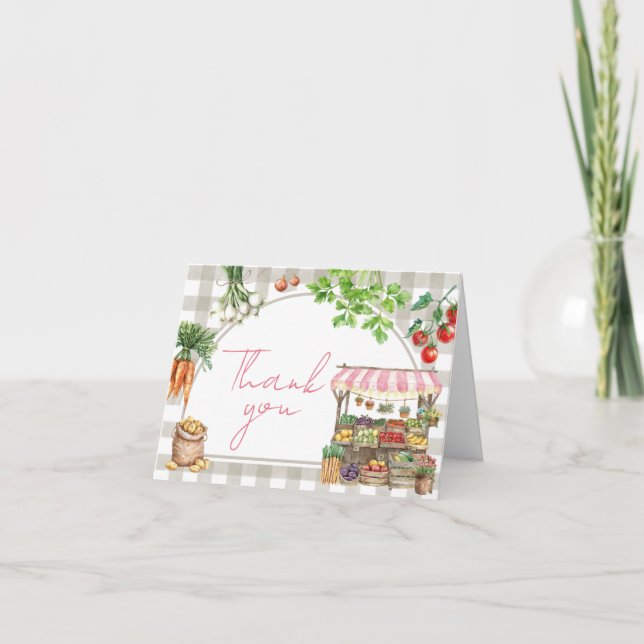 Cartão De Agradecimento Chá de fraldas De Meninas Agricultoras Localmente  (Frente)