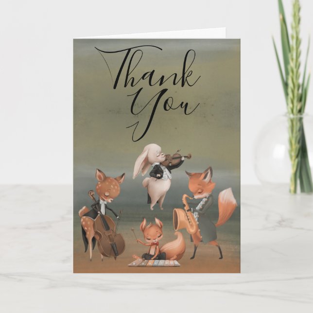 Cartão De Agradecimento Chá de fraldas de músicos da floresta (Frente)