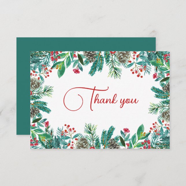 Cartão De Agradecimento Chá de fraldas de Natal (Frente/Verso)