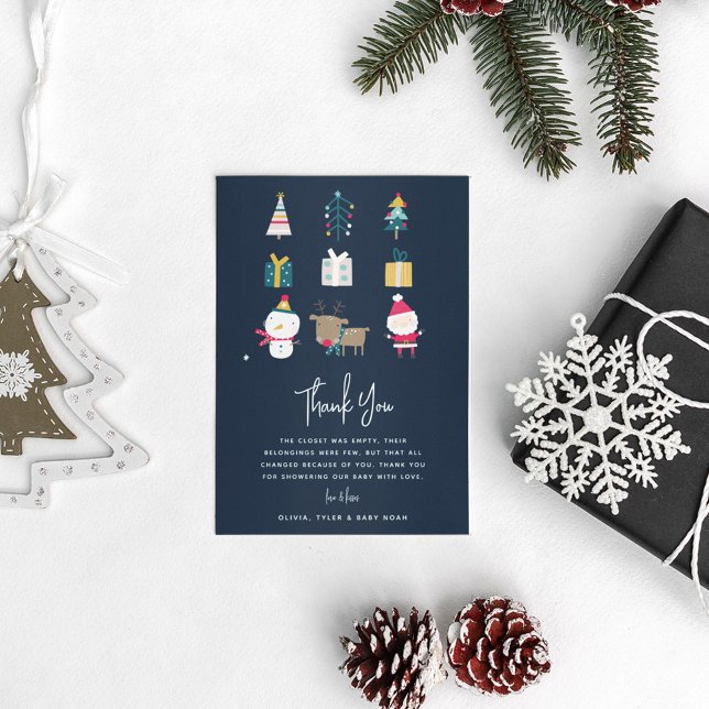 Cartão De Agradecimento CHÁ DE FRALDAS de Natal HO HO (Criador carregado)