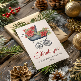 Cartão De Agradecimento Chá de fraldas de Natal Obrigado