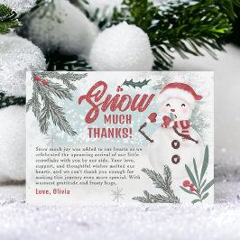 Cartão De Agradecimento Chá de fraldas de neve verde-rosa-gelo do inverno