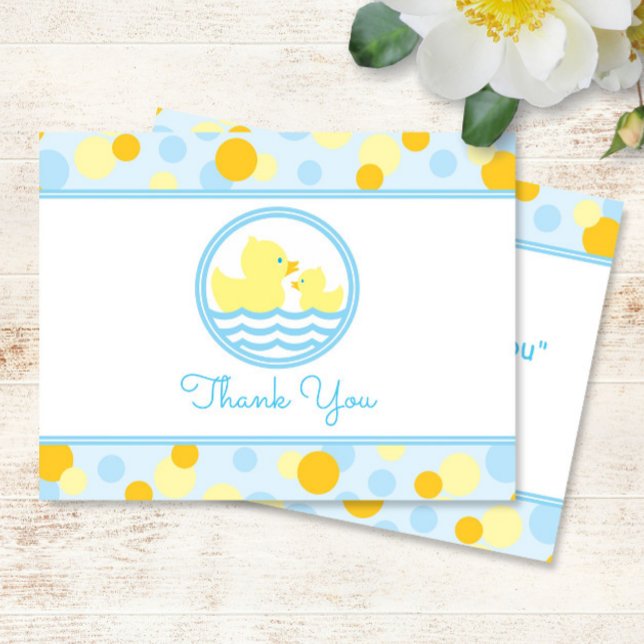 Cartão De Agradecimento Chá de fraldas de pata de borracha Obrigado azul e (Criador carregado)