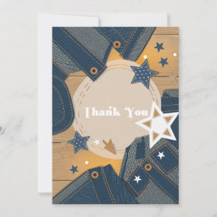 Cartão De Agradecimento Chá de fraldas de Patches Denim do Tema do Bebê Az