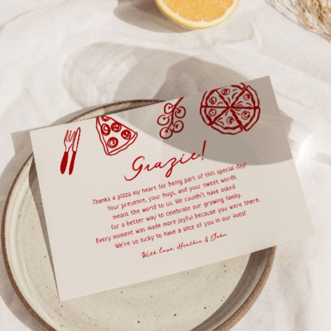 Cartão De Agradecimento Chá de fraldas de pizza italiana Grazie (Criador carregado)