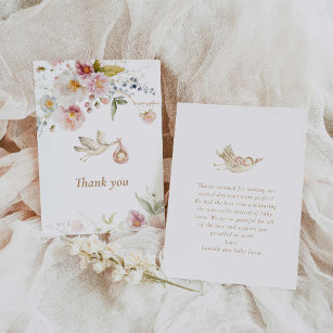 Cartão De Agradecimento Chá de fraldas de Primavera