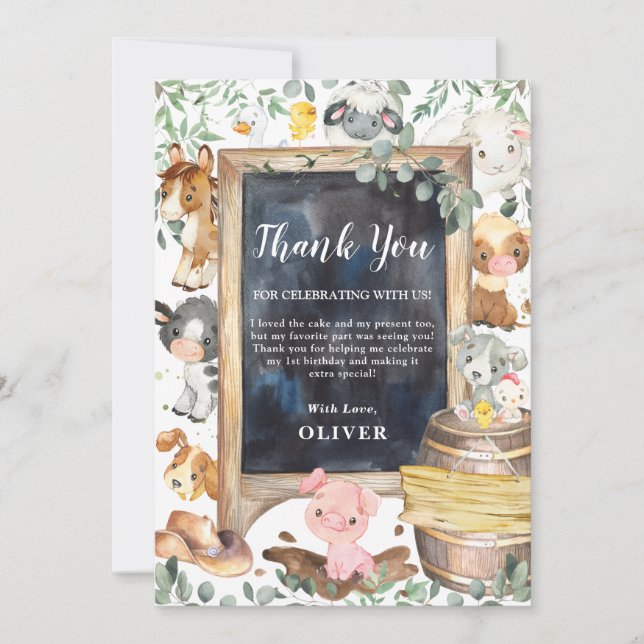 Cartão De Agradecimento Chá de fraldas de primeiro aniversario verde para  (Frente)