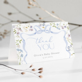 Cartão De Agradecimento Chá de fraldas de quadro de Arco Azul Wildflower O