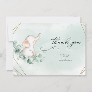 Cartão De Agradecimento Chá de fraldas de quadros geométricos verde e Do