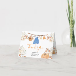 Cartão De Agradecimento Chá de fraldas de queda de abóbora de roupa de out