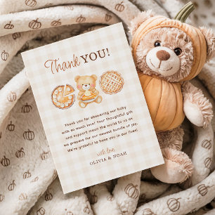 Cartão De Agradecimento Chá de fraldas de Queda do Urso de Teddy Cutie Pie