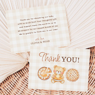 Cartão De Agradecimento Chá de fraldas de Queda do Urso de Teddy Cutie Pie
